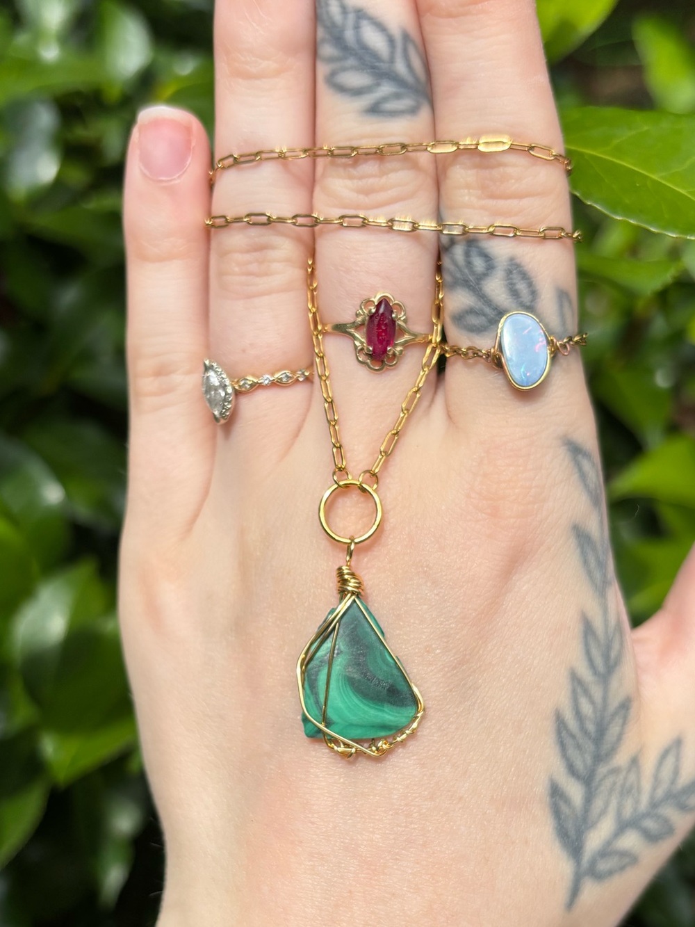 Malachite charm necklace